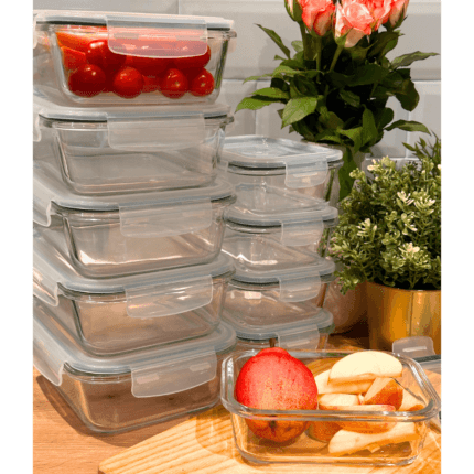Set 10 caserole etanșe din sticlă pentru mâncare, S + M